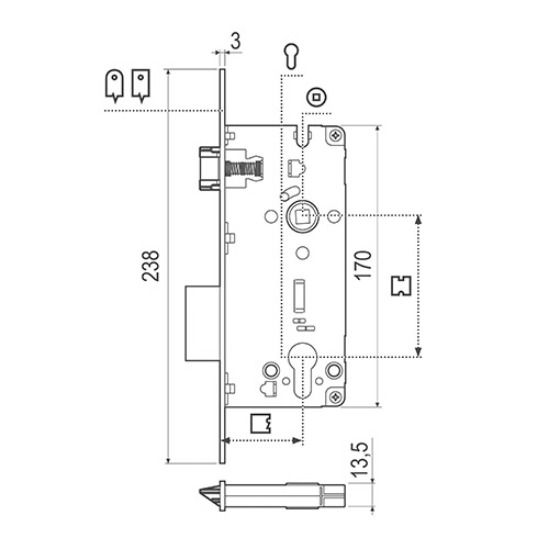 Broasca pentru usi de exterior Sicurezza 2.0 - dormas 50 mm - frontal 18 mm - imagine 2
